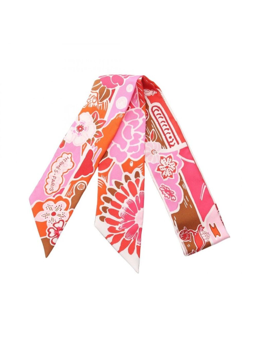 Hermes Scarf Twilly Bingata Red Silk